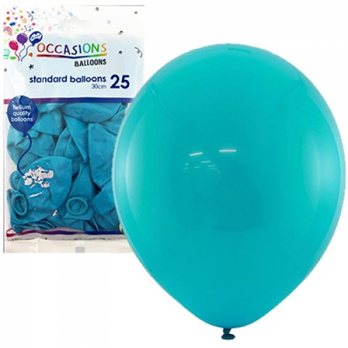 Standard Teal Latex Balloons - Pack 25 Flat 