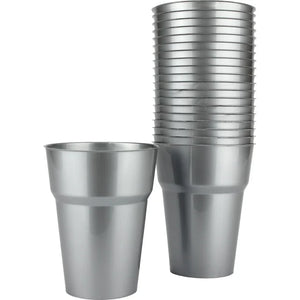 Silver Plastic Reusable Cups 285ml (Pack of 20)