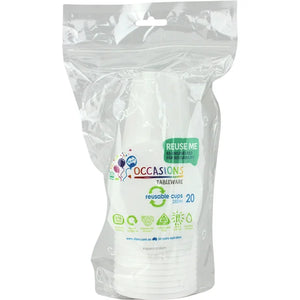 White Plastic Reusable Cups 285ml (Pack of 20)