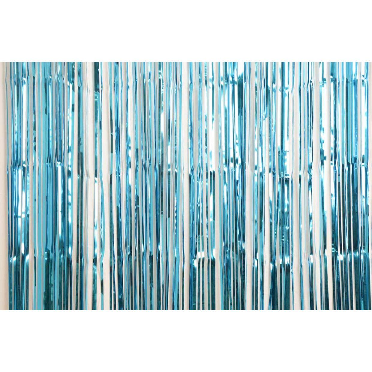 Metallic Caribbean Blue Foil Curtain - Party Affair