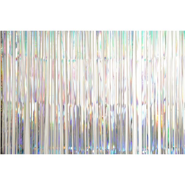 Iridescent Shimmer Rainbow Silver Foil Curtain