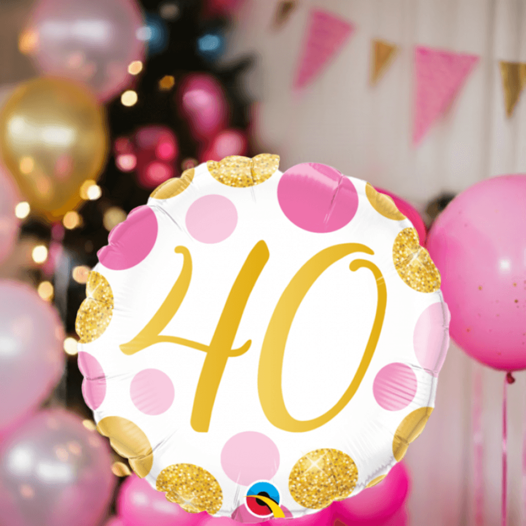 40 Pink & Gold Dots Foil Balloon - Party Affair
