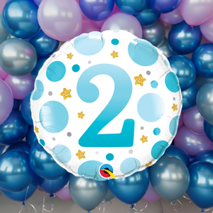 Age 2 Blue Dots Foil Balloon