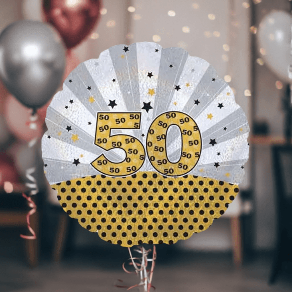 '50' Dazzeloon Anniversary / Birthday Foil Balloon - Flat - Party Affair