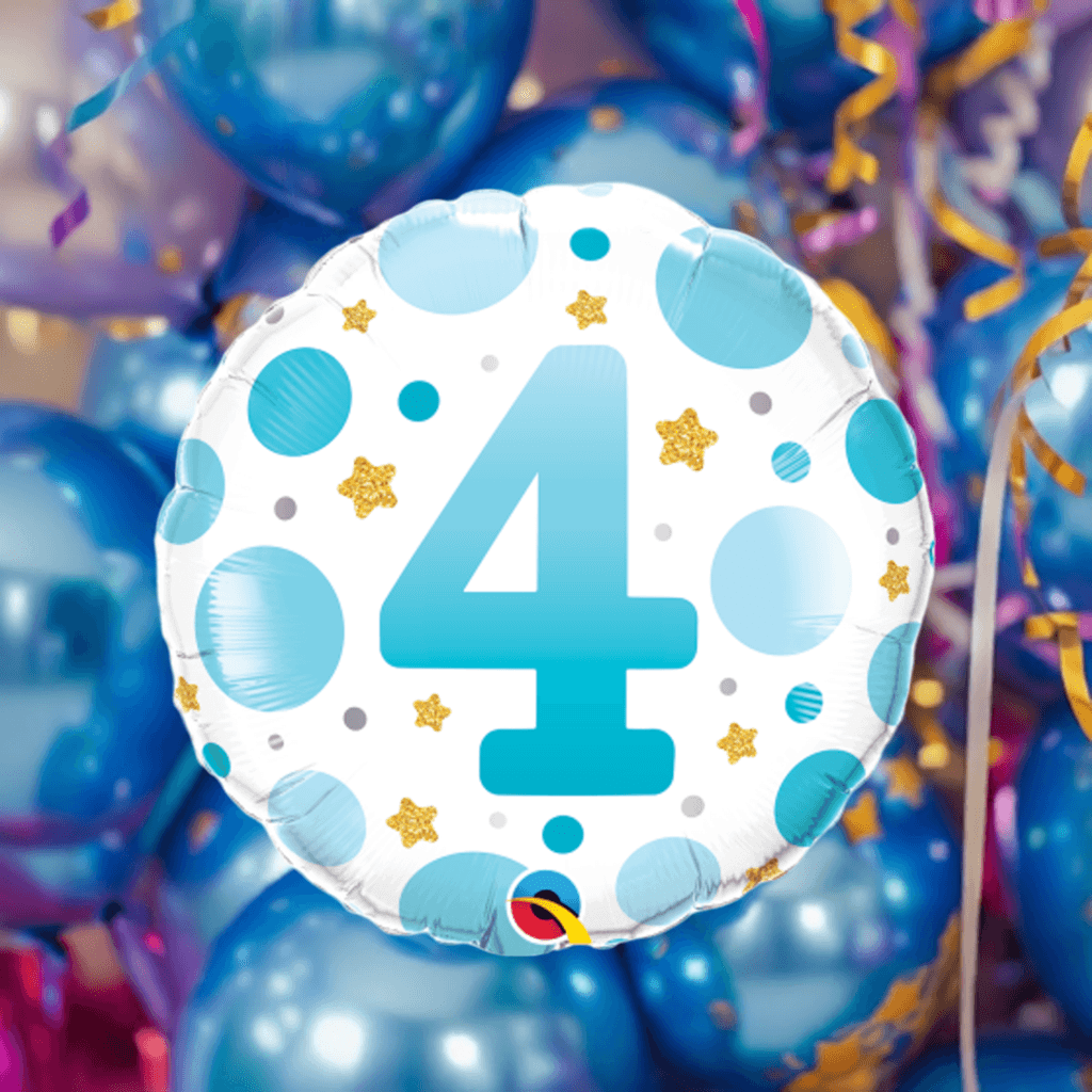 Age 4 Blue Dots Foil Balloon - Party Affair