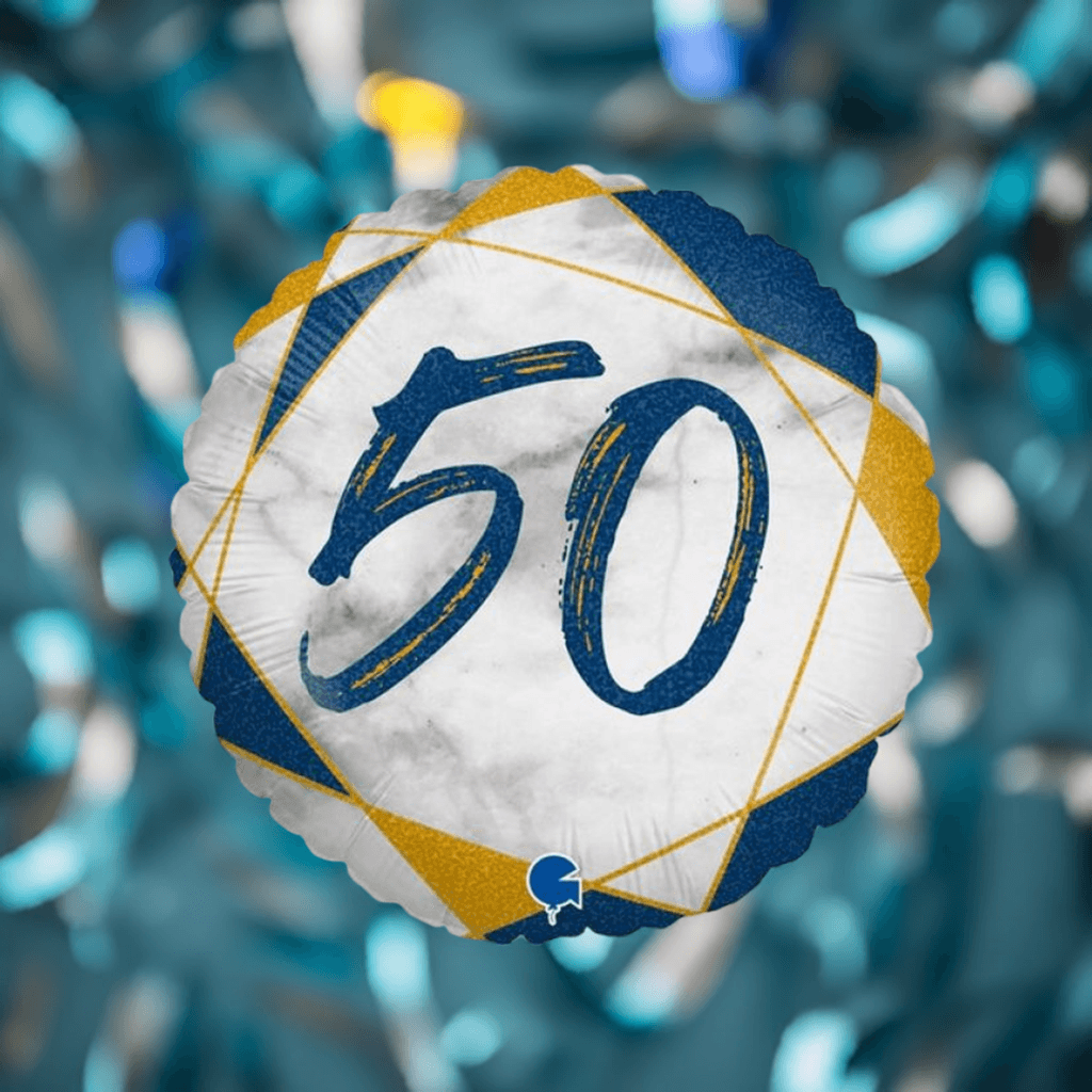 50 Blue Marble Foil Balloon - Party Affair