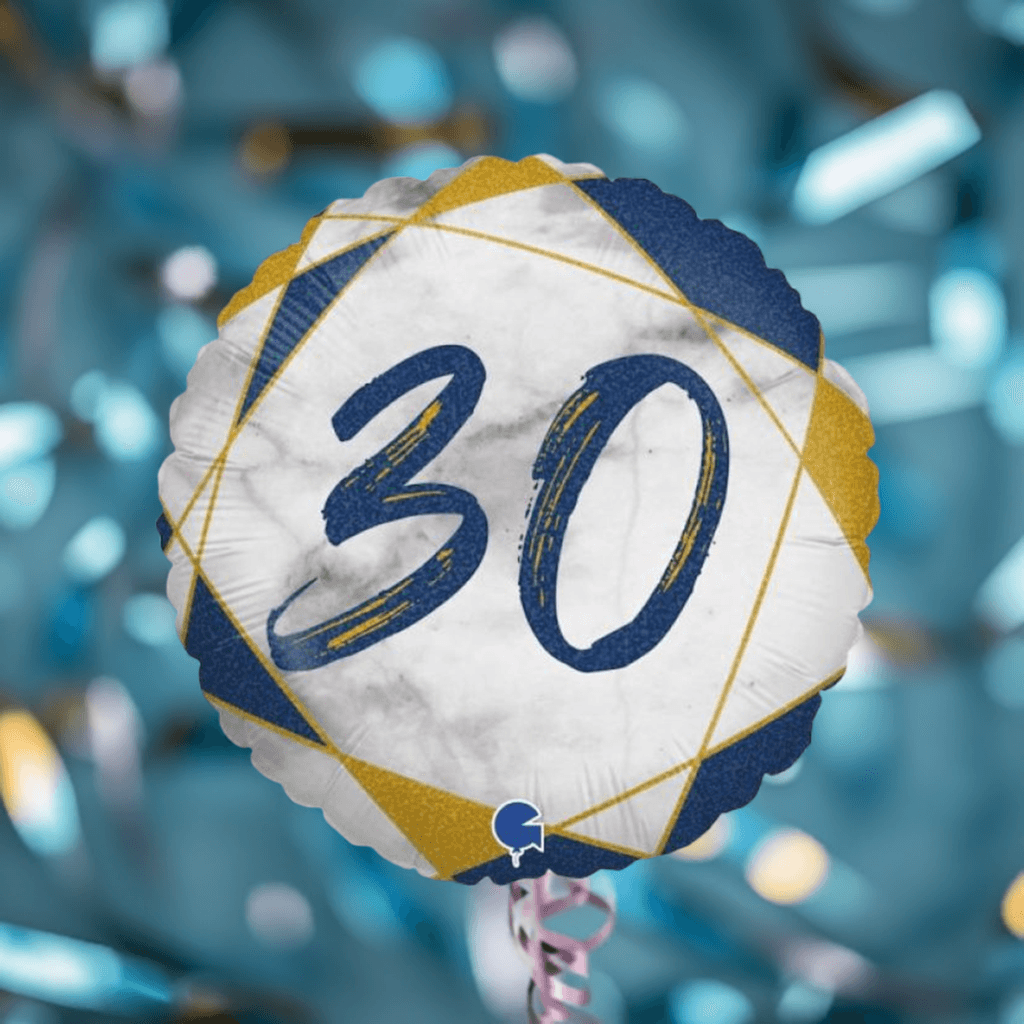 30 Blue Marble Foil Balloon - Party Affair