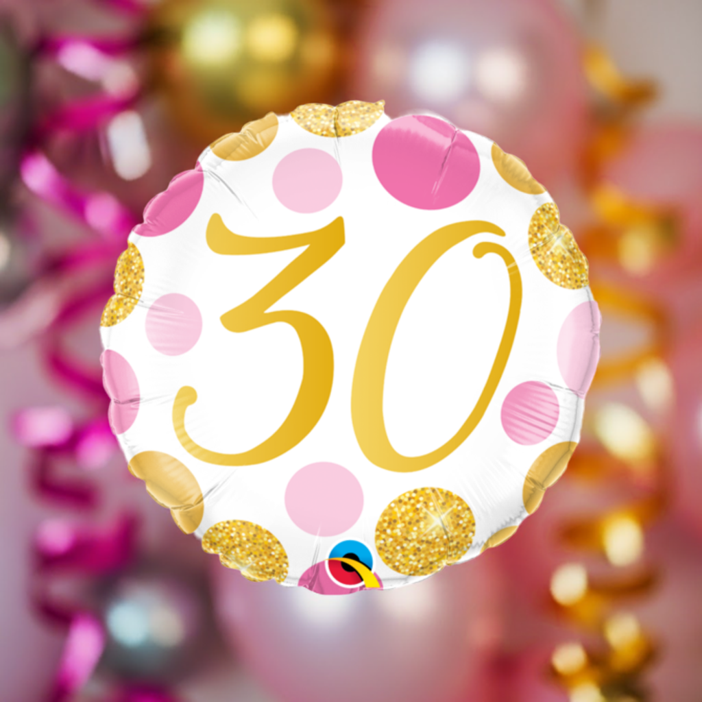 30 Pink & Gold Dots Foil Balloon