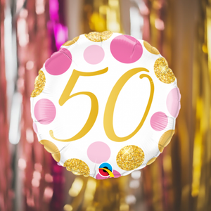 50 Pink & Gold Dots Foil Balloon