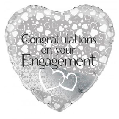 Silver Engagement Entwined Hearts Foil Balloon