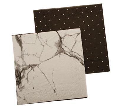 Marble Black Peg Board Reversible Paper Napkins - Party Affair