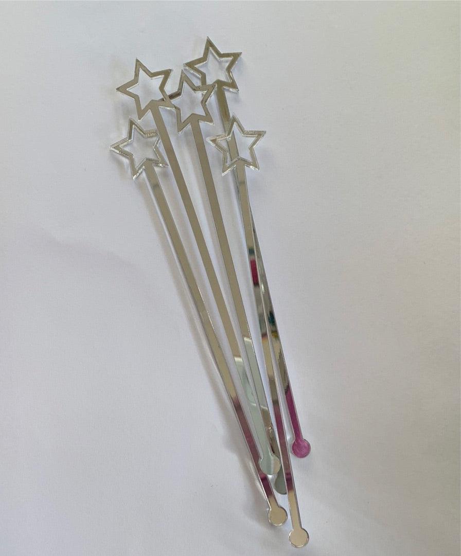Silver Star Acrylic Swizzle Sticks - Party Affair