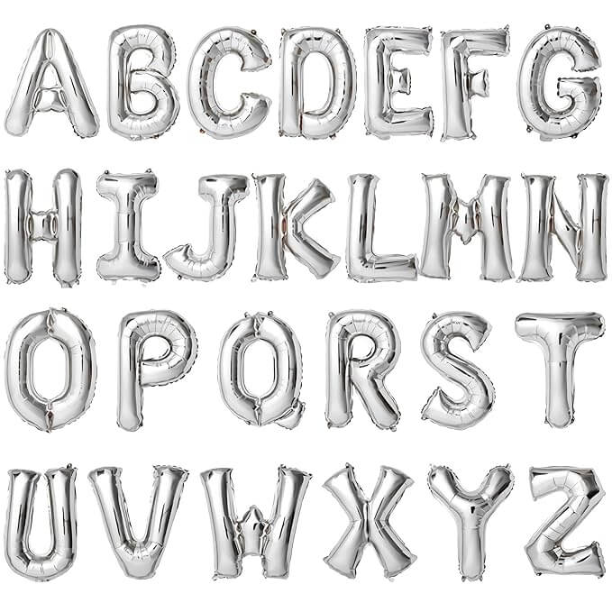 Silver A-Z Letter Foil Balloon