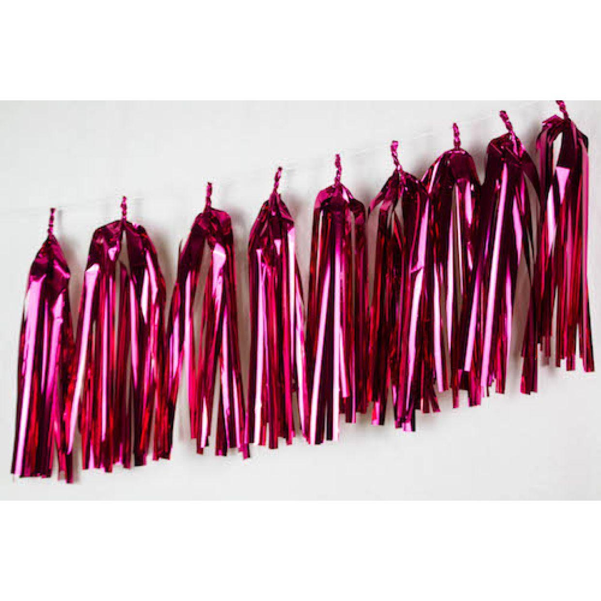 Hot Pink Metallic Single Tassel - Party Affair
