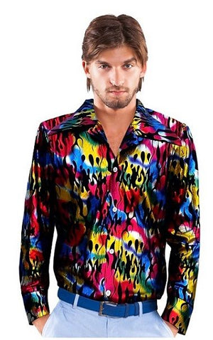 Flame Disco Shirt - Male Adult Costume