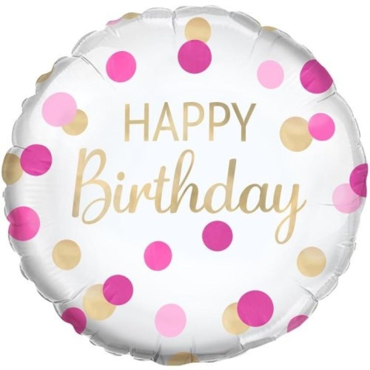 Happy Birthday Pink Gold Dotty Foil Balloon