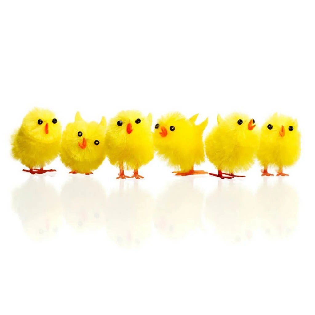 Easter Yellow Chenille Chick Dolls 3cm 6pk - Party Affair