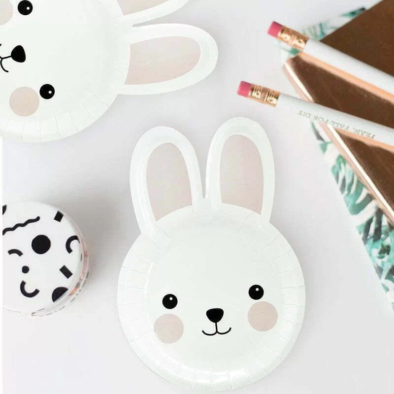 White Easter Bunny Plates 8pk - Party Affair
