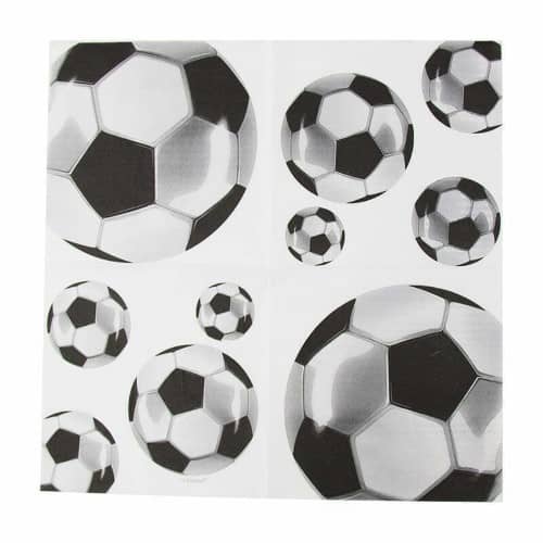 Soccer ball patterned napkins from Party Deco, ideal for sports-themed parties and gatherings.