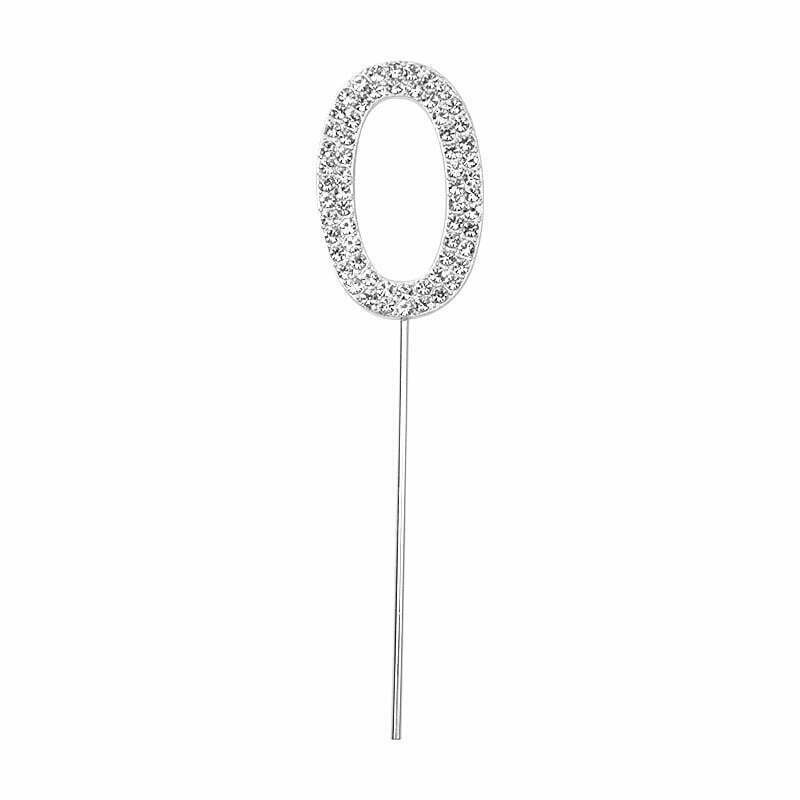 Silver Diamante Cake Topper Number 0