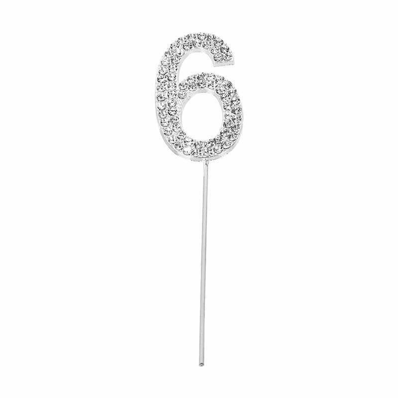 Silver Diamante Cake Topper Number 6