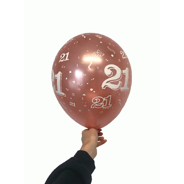 Rose Gold 21 Printed Latex Balloon