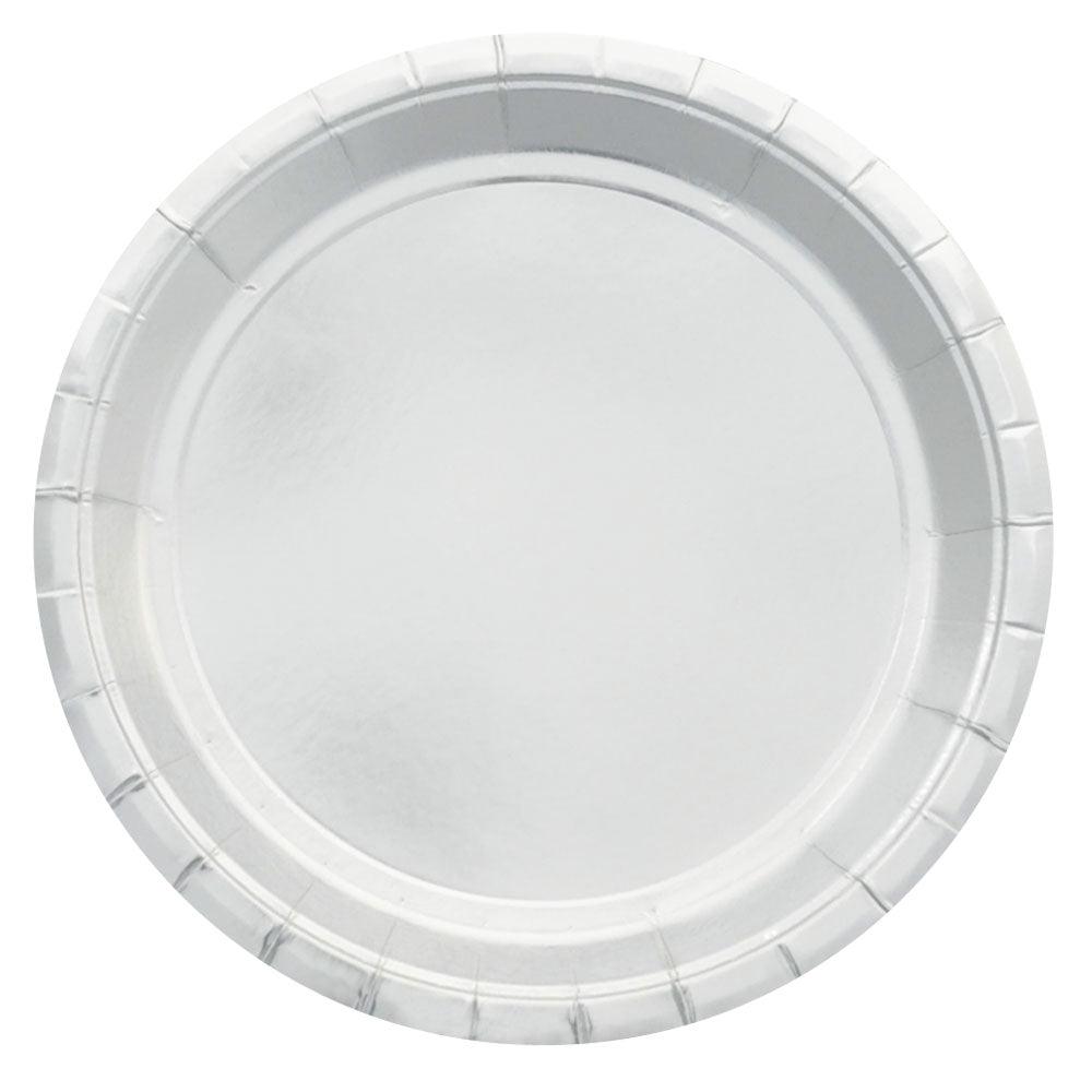 Silver Metallic Foil Dinner Plates - Party Affair
