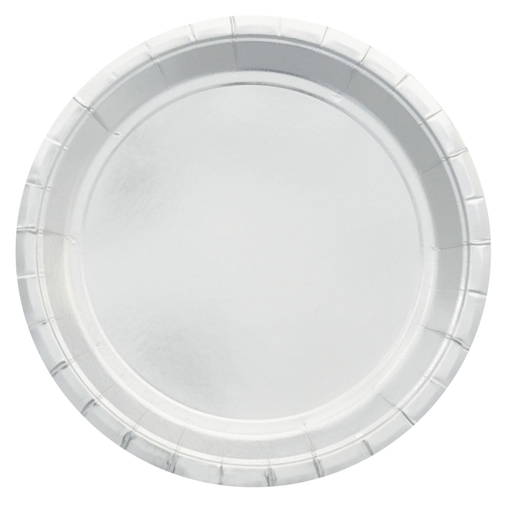 Silver Metallic Foil Dinner Plates
