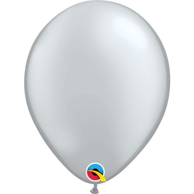Silver Metallic Latex Helium Balloon - 40cm