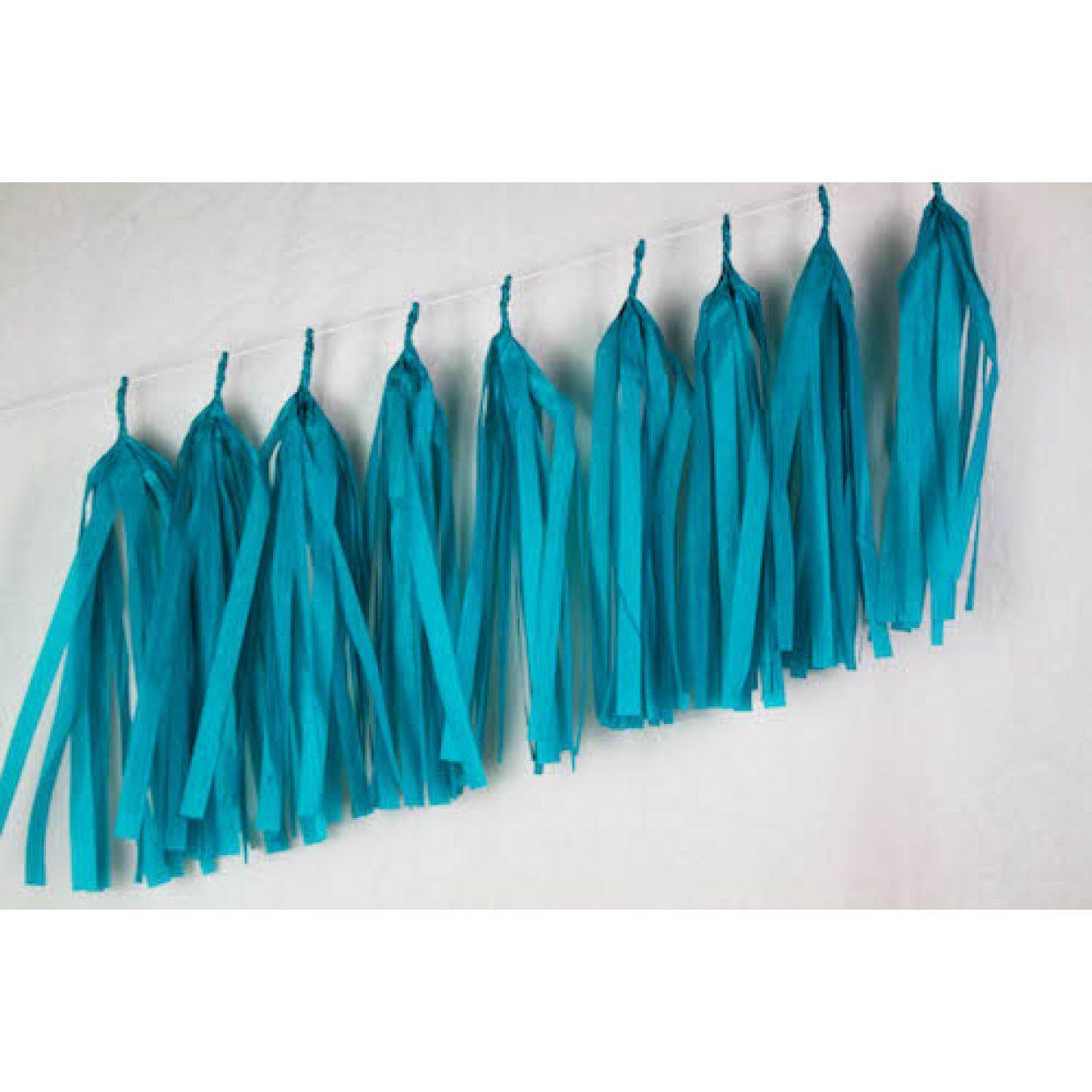 Teal Tissue Single Tassel - Party Affair