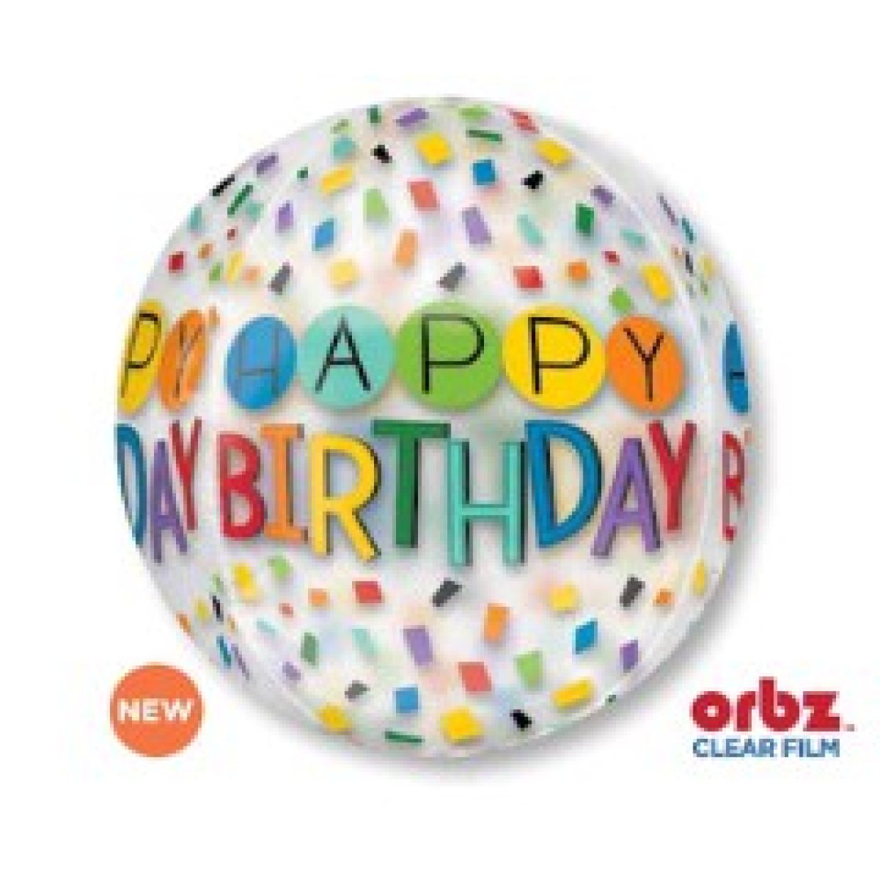 HBD Rainbow Confetti Orbz Balloon - Party Affair