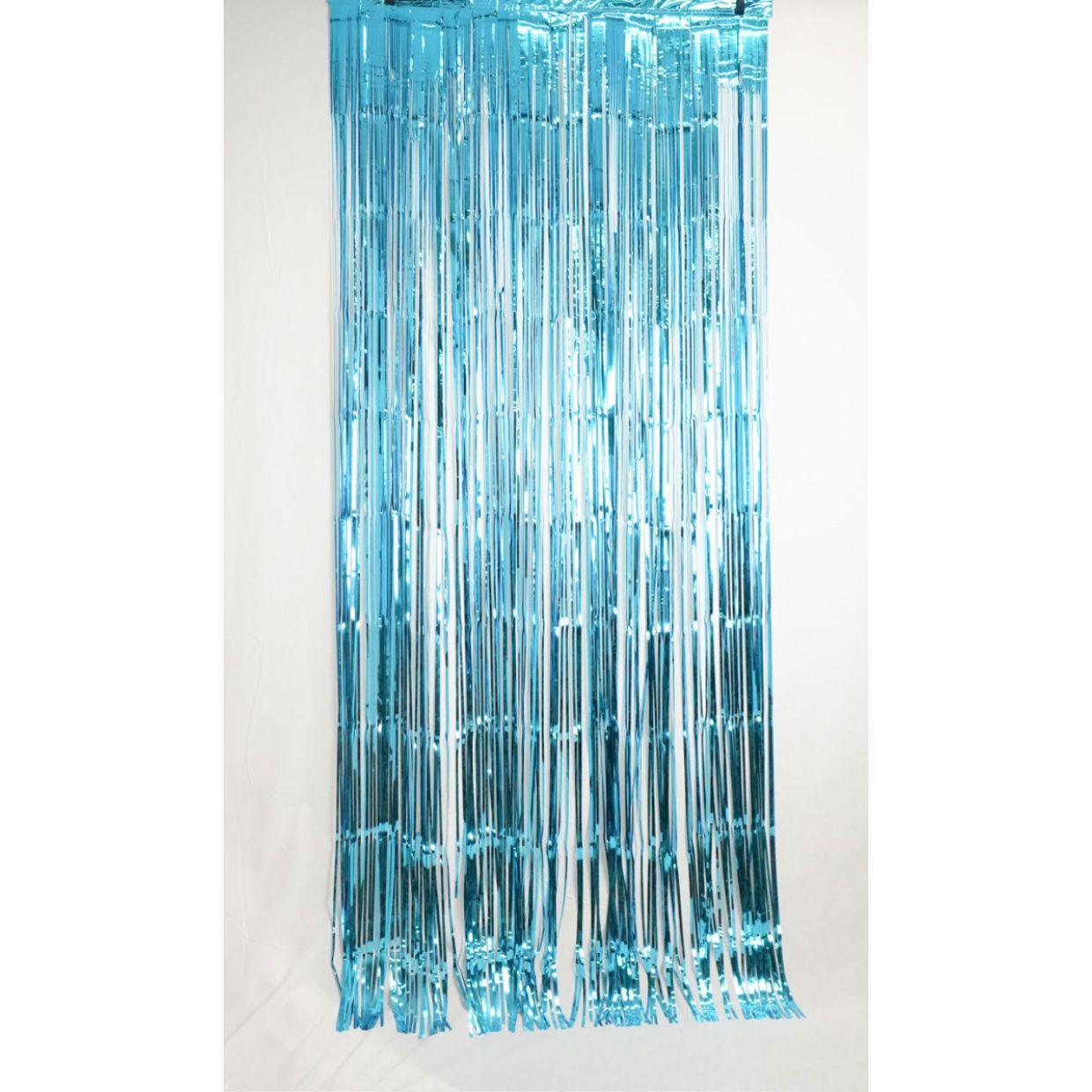Metallic Caribbean Blue Foil Curtain - Party Affair