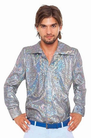 Silver Disco Shirt - Male Adult Costume