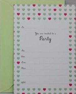 Aqua & Hot Pink Sweetheart Invitations & Envelopes - Party Affair