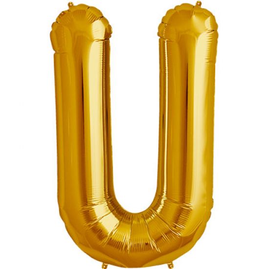 Gold Letter U 86cm Foil Balloon