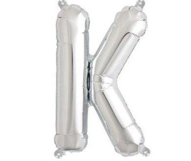 Silver Junior Letter K DIY Air Filled Foil Balloon - Party Affair