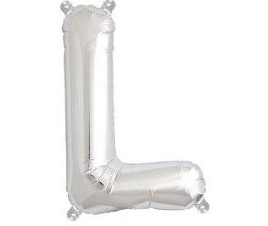 Silver Junior Letter L DIY Air Filled Foil Balloon - Party Affair