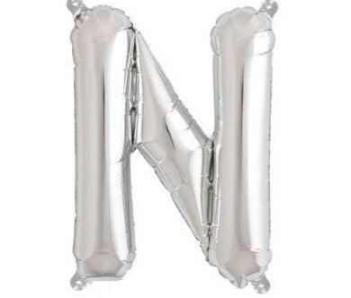 Silver Junior Letter N DIY Air Filled Foil Balloon - Party Affair