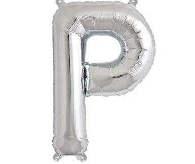 Silver Junior Letter P DIY Air Filled Foil Balloon - Party Affair