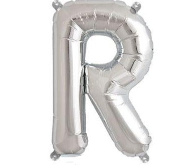 Silver Junior Letter R DIY Air Filled Foil Balloon