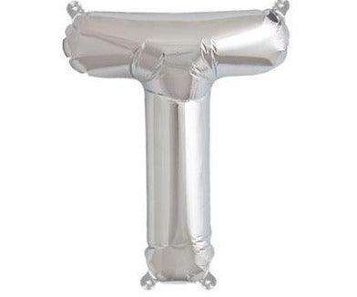 Silver Junior Letter T DIY Air Filled Foil Balloon - Party Affair
