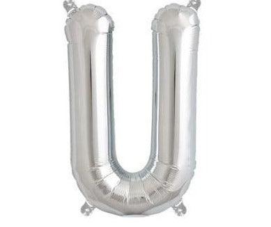 Silver Junior Letter U DIY Air Filled Foil Balloon - Party Affair
