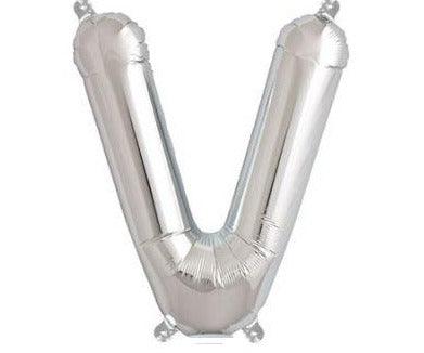 Silver Junior Letter V DIY Air Filled Foil Balloon - Party Affair