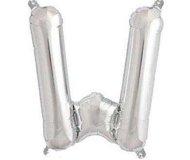 Silver Junior Letter W DIY Air Filled Foil Balloon - Party Affair