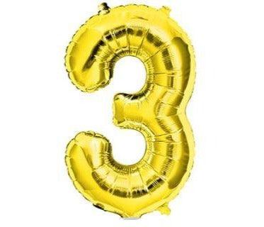 Air Filled Junior 3 Gold DIY Foil Balloon - Party Affair