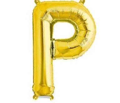 Gold Junior Letter P DIY Air Filled Foil Balloon - Party Affair