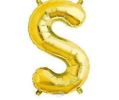 Gold Junior Letter S DIY Air Filled Foil Balloon - Party Affair