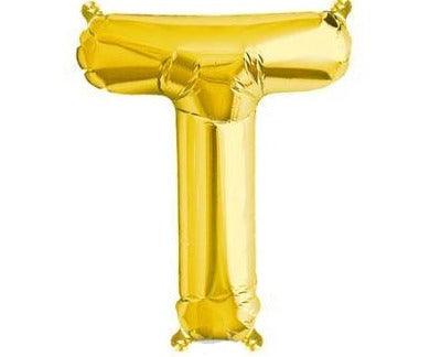 Gold Junior Letter T DIY Air Filled Foil Balloon - Party Affair