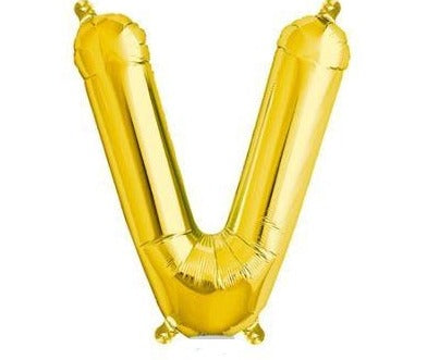 Gold Junior Letter V DIY Air Filled Foil Balloon