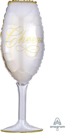 Anagram Cheers Champagne Glass foil balloon in champagne glass shape for celebration decorations.